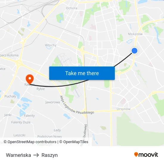 Warneńska to Raszyn map