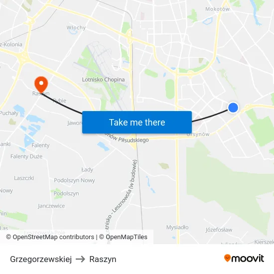 Grzegorzewskiej to Raszyn map