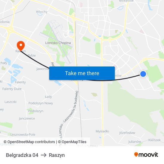 Belgradzka 04 to Raszyn map