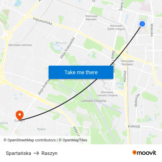 Spartańska to Raszyn map