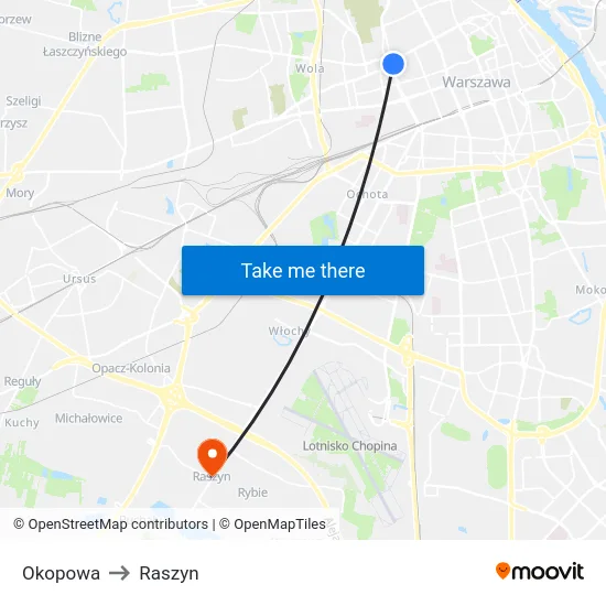 Okopowa to Raszyn map