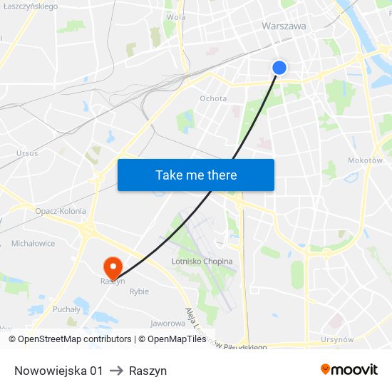 Nowowiejska 01 to Raszyn map