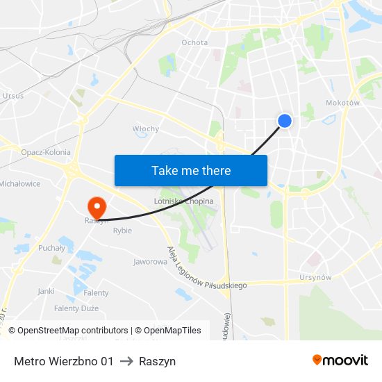 Metro Wierzbno 01 to Raszyn map