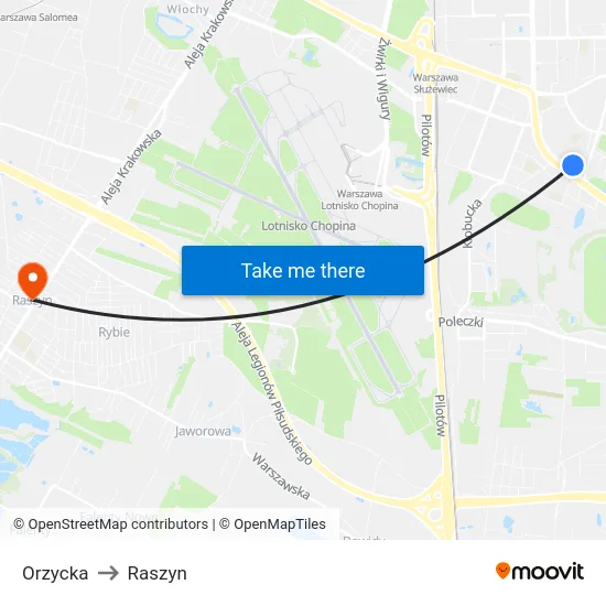 Orzycka to Raszyn map