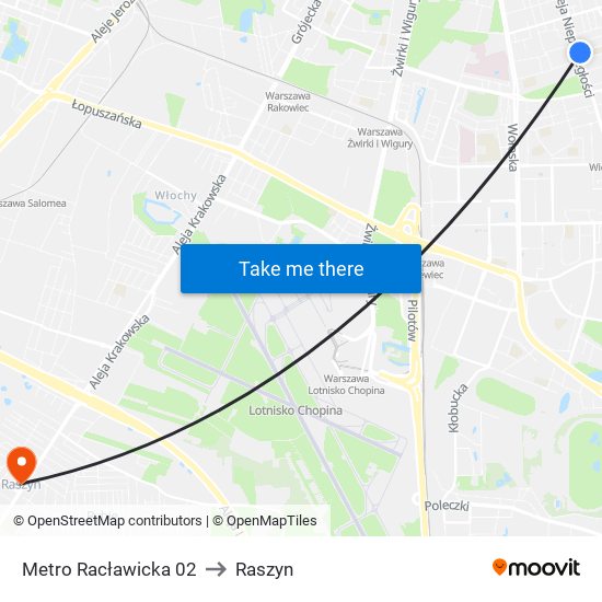 Metro Racławicka 02 to Raszyn map