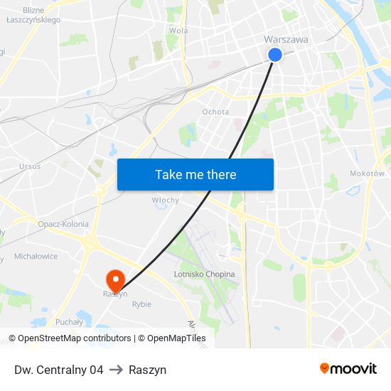 Dw. Centralny 04 to Raszyn map