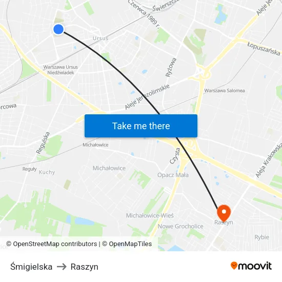 Śmigielska to Raszyn map