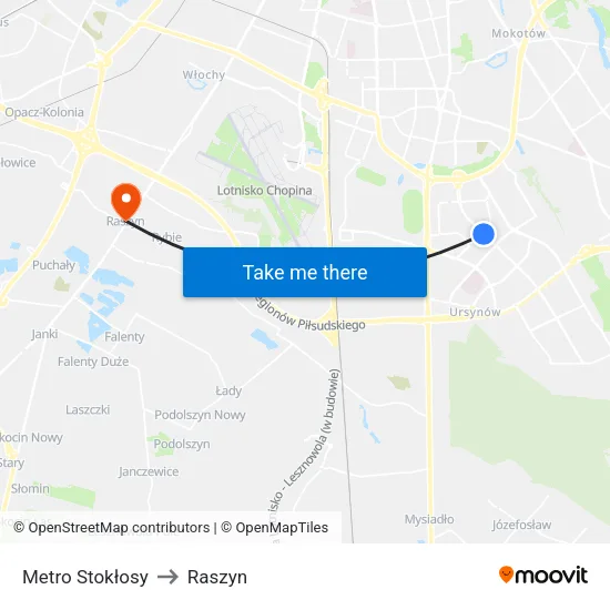 Metro Stokłosy to Raszyn map