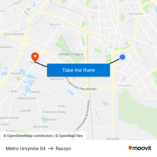 Metro Ursynów 04 to Raszyn map