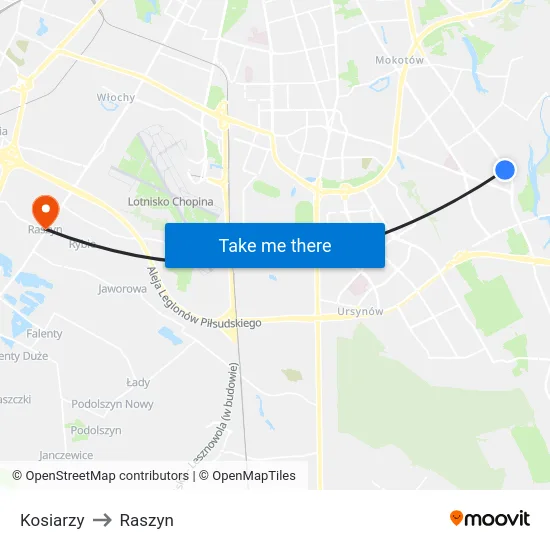 Kosiarzy to Raszyn map