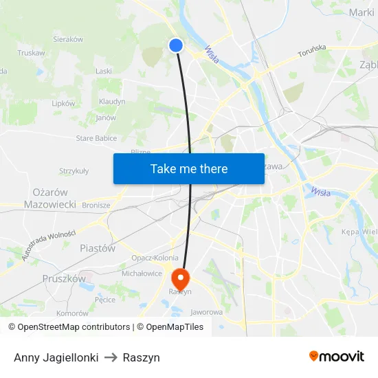 Anny Jagiellonki to Raszyn map