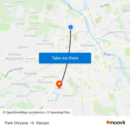 Park Olszyna to Raszyn map