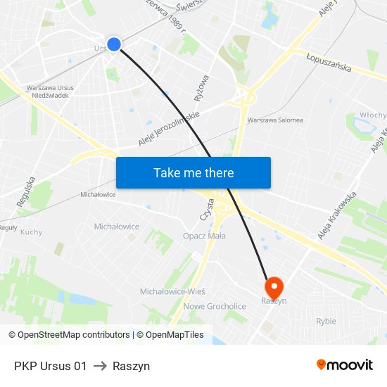 PKP Ursus 01 to Raszyn map