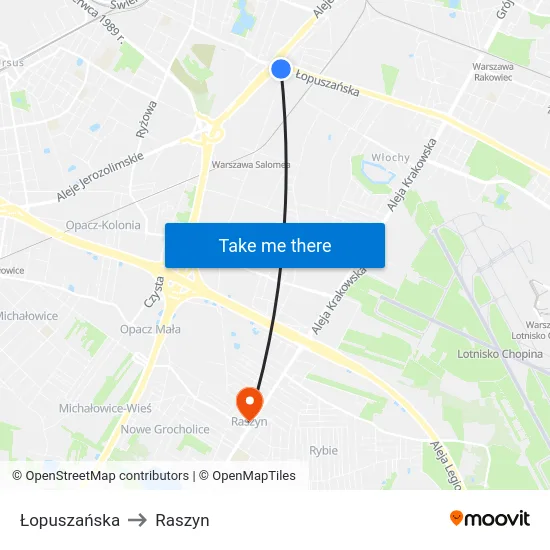 Łopuszańska to Raszyn map