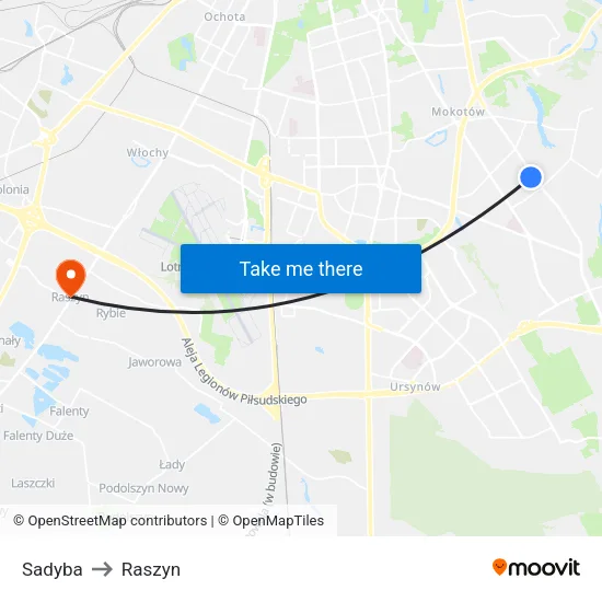 Sadyba to Raszyn map