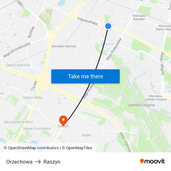 Orzechowa to Raszyn map