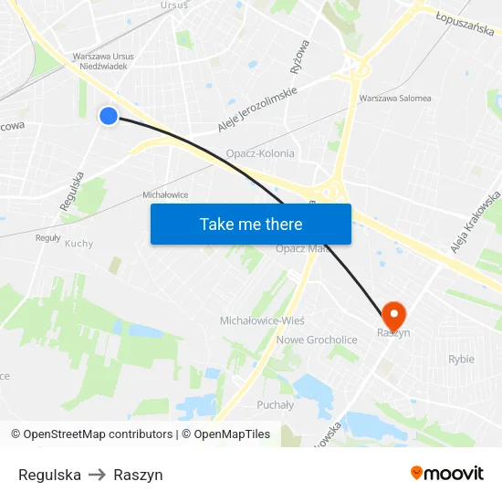 Regulska to Raszyn map