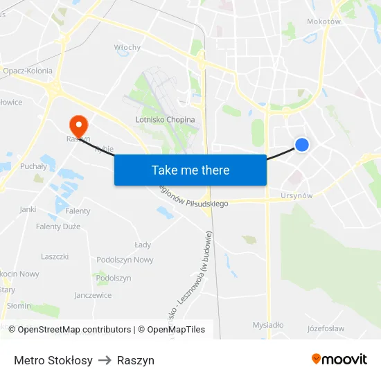 Metro Stokłosy to Raszyn map