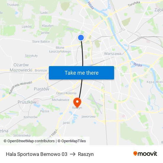 Hala Sportowa Bemowo 03 to Raszyn map