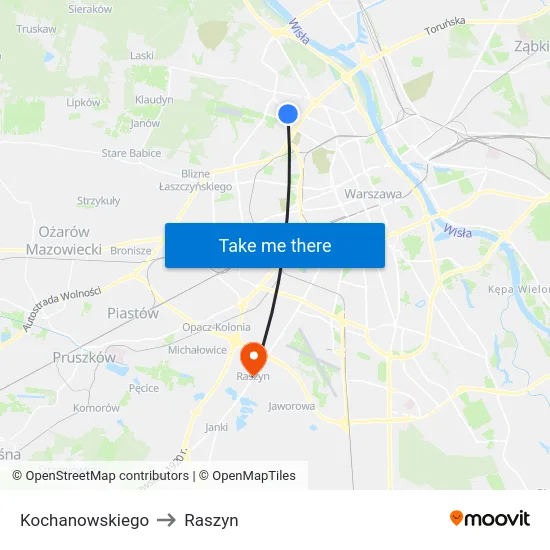 Kochanowskiego to Raszyn map
