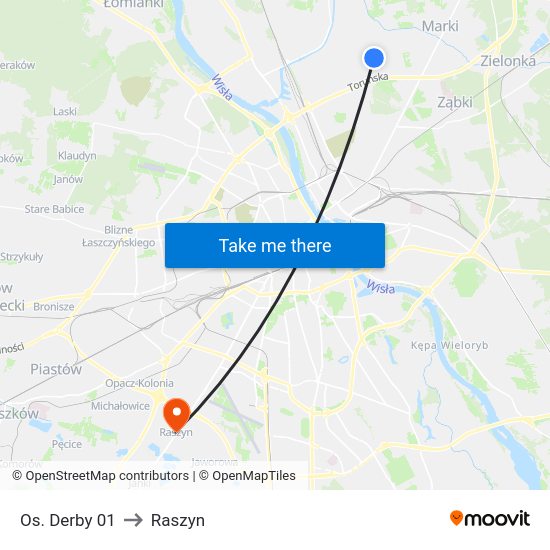 Os. Derby to Raszyn map