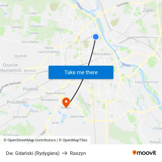 Dw. Gdański (Rydygiera) to Raszyn map