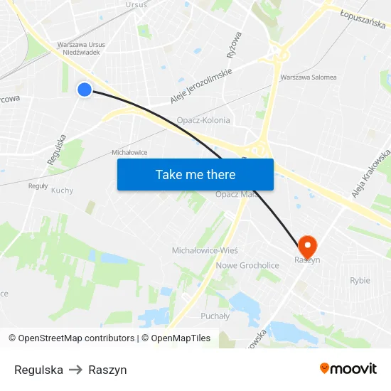 Regulska to Raszyn map