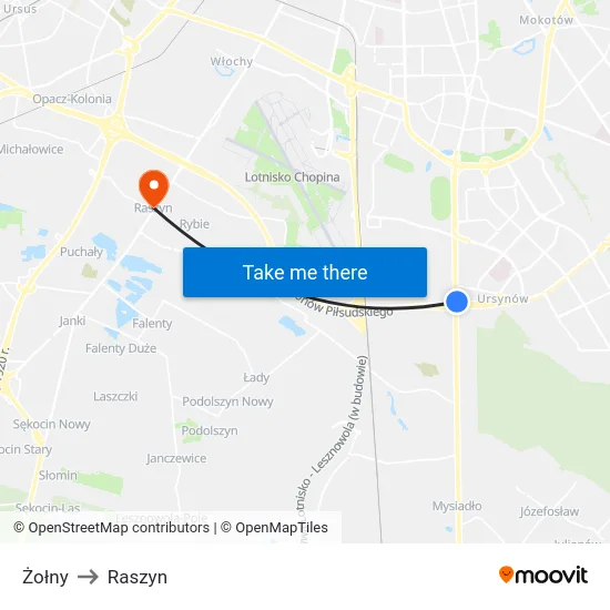 Żołny to Raszyn map