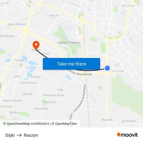 Sójki to Raszyn map