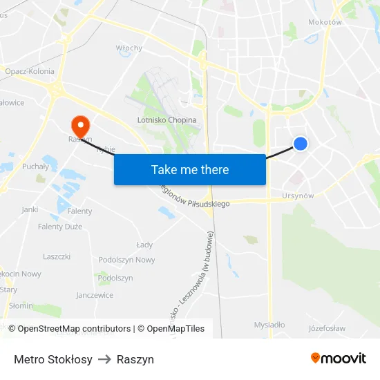 Metro Stokłosy to Raszyn map