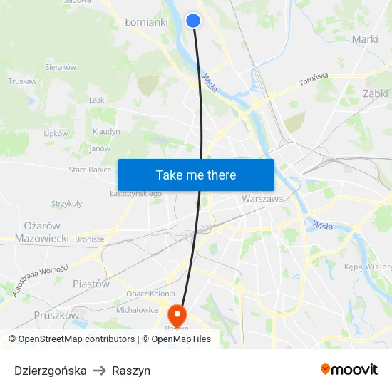 Dzierzgońska to Raszyn map