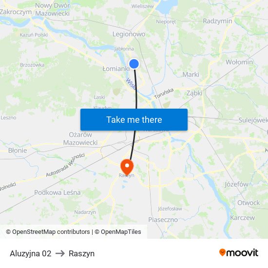 Aluzyjna 02 to Raszyn map