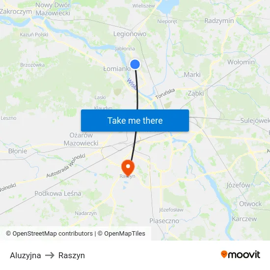 Aluzyjna to Raszyn map