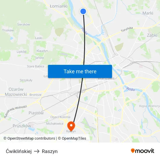 Ćwiklińskiej to Raszyn map