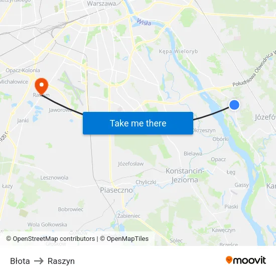 Błota to Raszyn map