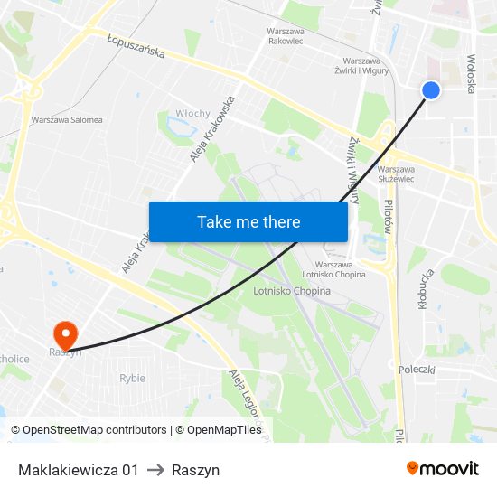 Maklakiewicza 01 to Raszyn map