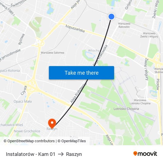 Instalatorów-Kam to Raszyn map