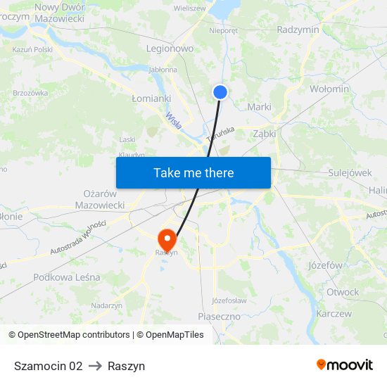 Szamocin 02 to Raszyn map