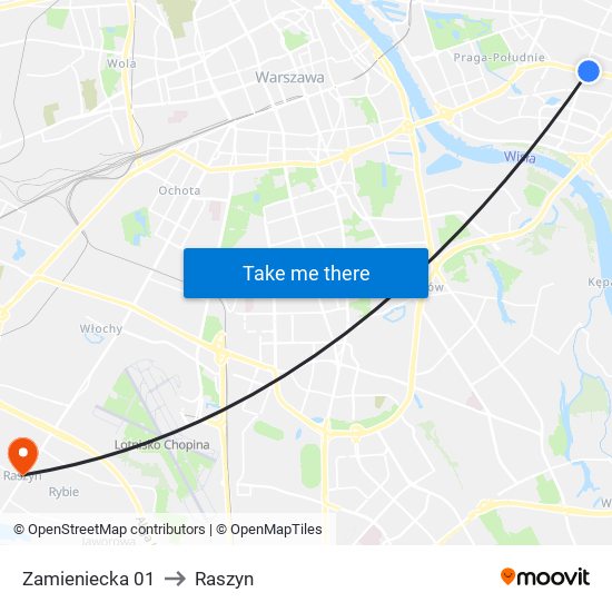 Zamieniecka 01 to Raszyn map