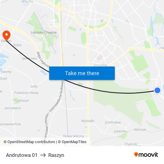 Andrutowa 01 to Raszyn map