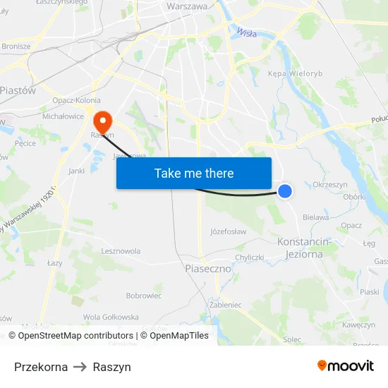 Przekorna to Raszyn map