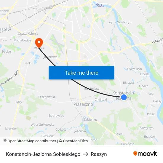Konstancin-Jeziorna Sobieskiego to Raszyn map