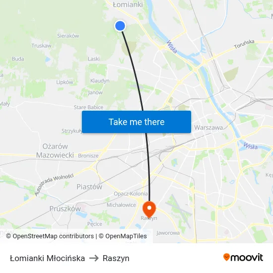 Łomianki Młocińska to Raszyn map