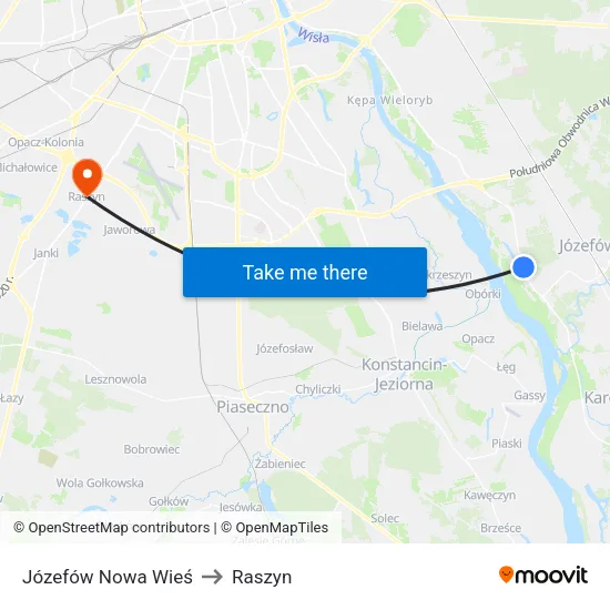 Józefów Nowa Wieś to Raszyn map