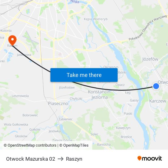 Otwock Mazurska 02 to Raszyn map