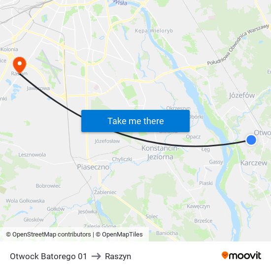 Otwock Batorego 01 to Raszyn map