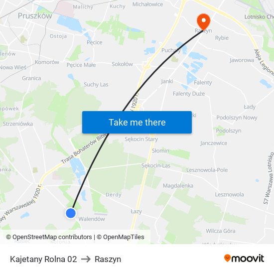 Kajetany Rolna 02 to Raszyn map