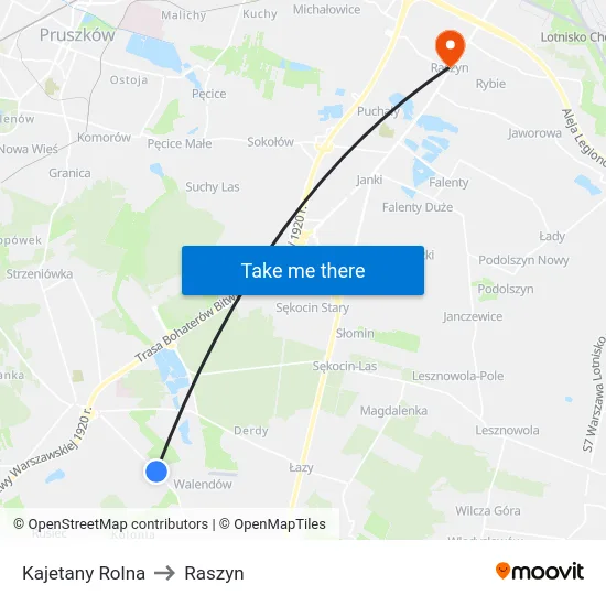 Kajetany Rolna to Raszyn map