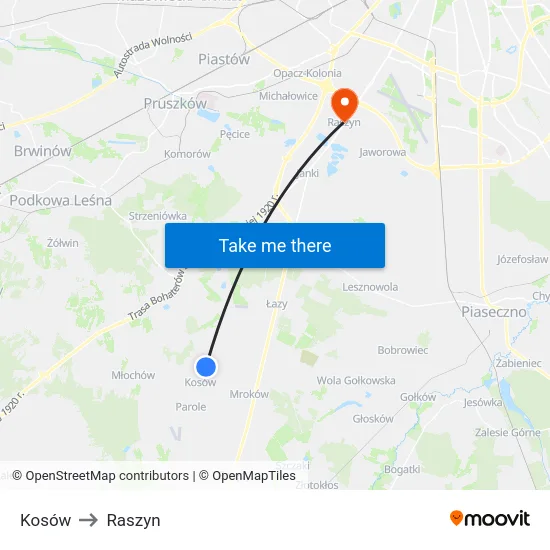 Kosów to Raszyn map