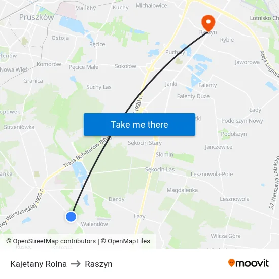 Kajetany Rolna to Raszyn map